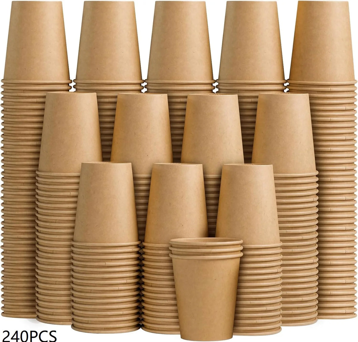 Einweg Kraftpapierbecher 8oz – Ungebleicht, Lebensmittelecht, für Kaffee & Kaltgetränke | 120 oder 240 Stück