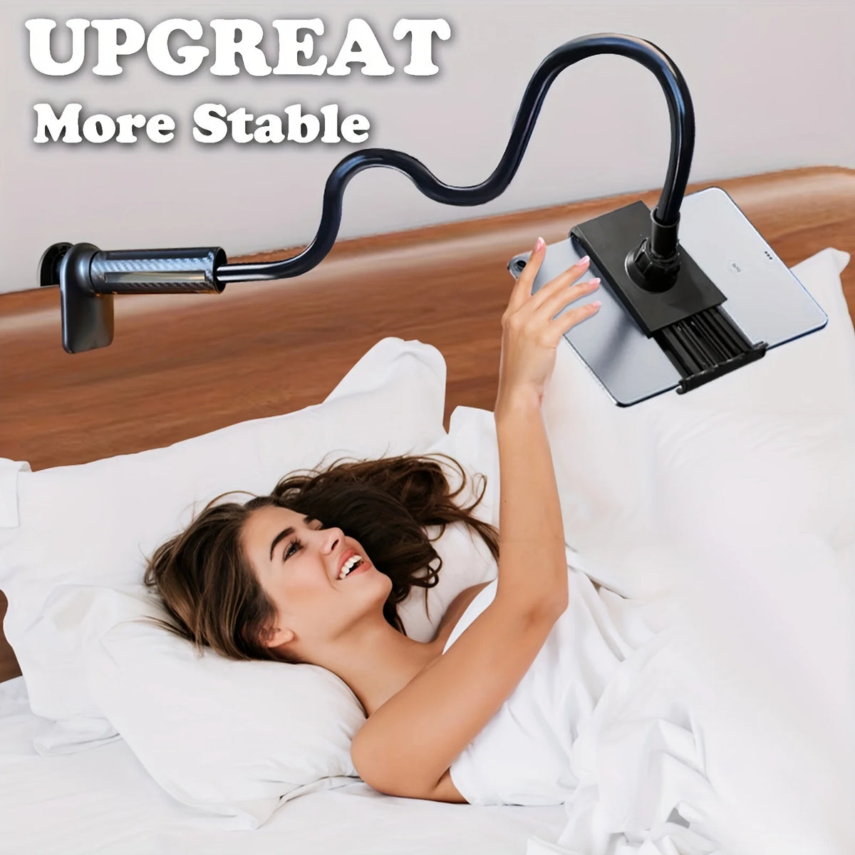 Tablet & Phone Holder with Long Arm – 360° Rotatable, for Bed, Desk & Headboard