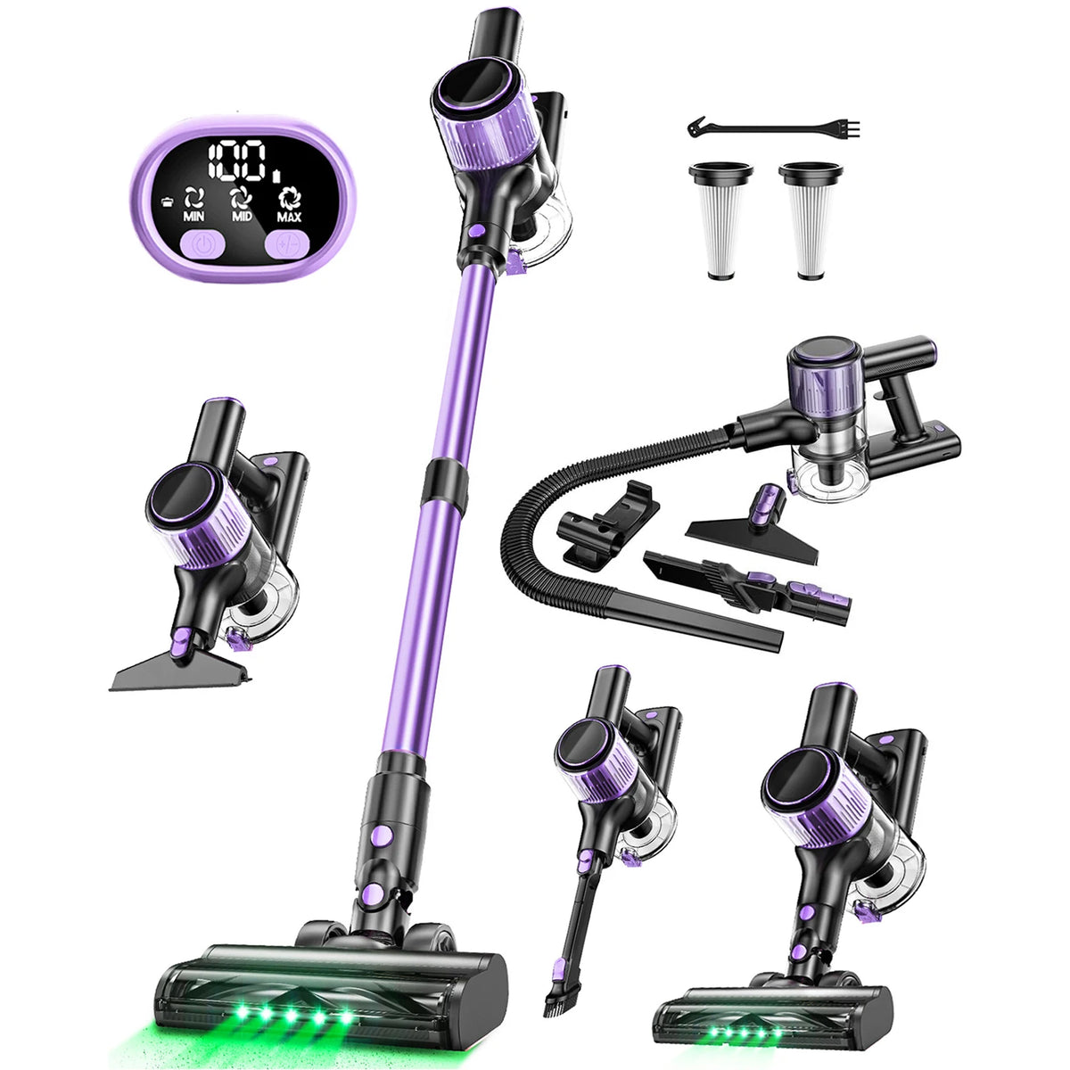 SuXiangVac 10-in-1 Cordless Stick Vacuum Cleaner – 55KPA, HEPA Filter, Anti-Tangle Brush