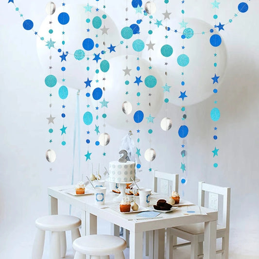 Paper Garland 4m – Star & Round, 18 Colors, for Birthday, Wedding & Party