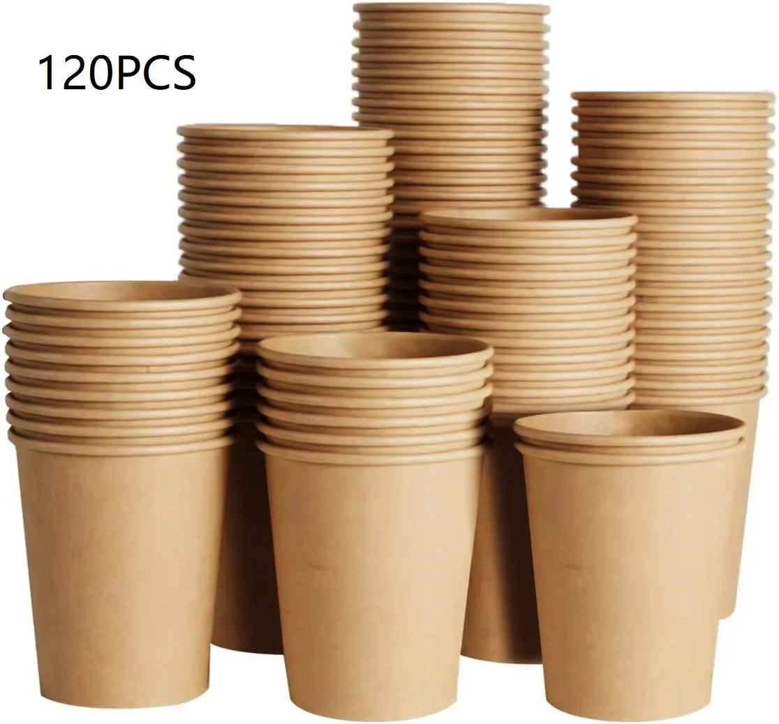 Einweg Kraftpapierbecher 8oz – Ungebleicht, Lebensmittelecht, für Kaffee & Kaltgetränke | 120 oder 240 Stück