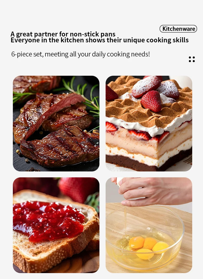 Silikon-Küchenutensilien Set 6-teilig – Spatel, Cremespatel & Ölpinsel