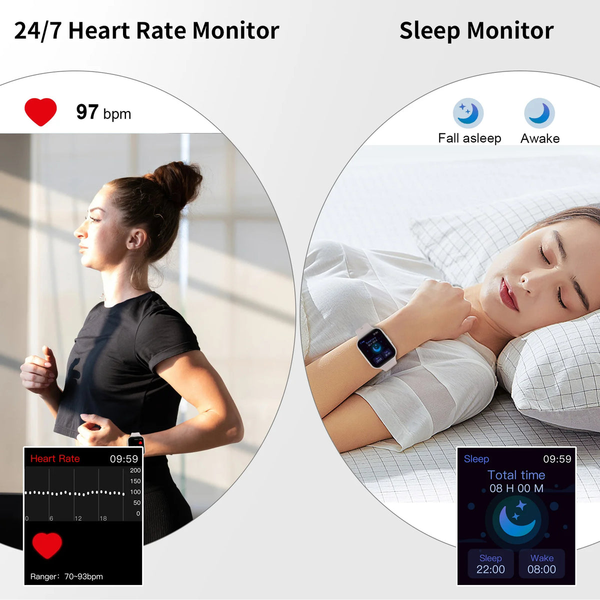 Smartwatch Fitness Tracker für Damen & Herren – 1,69" Touch Display, Schrittzähler & Schlafmonitor