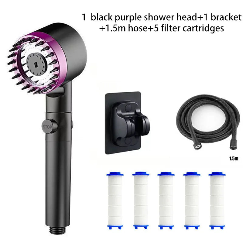 Duschkopf mit 3 Einstellungen – Druckerhöhend, Massagefunktion & Filter | ABS