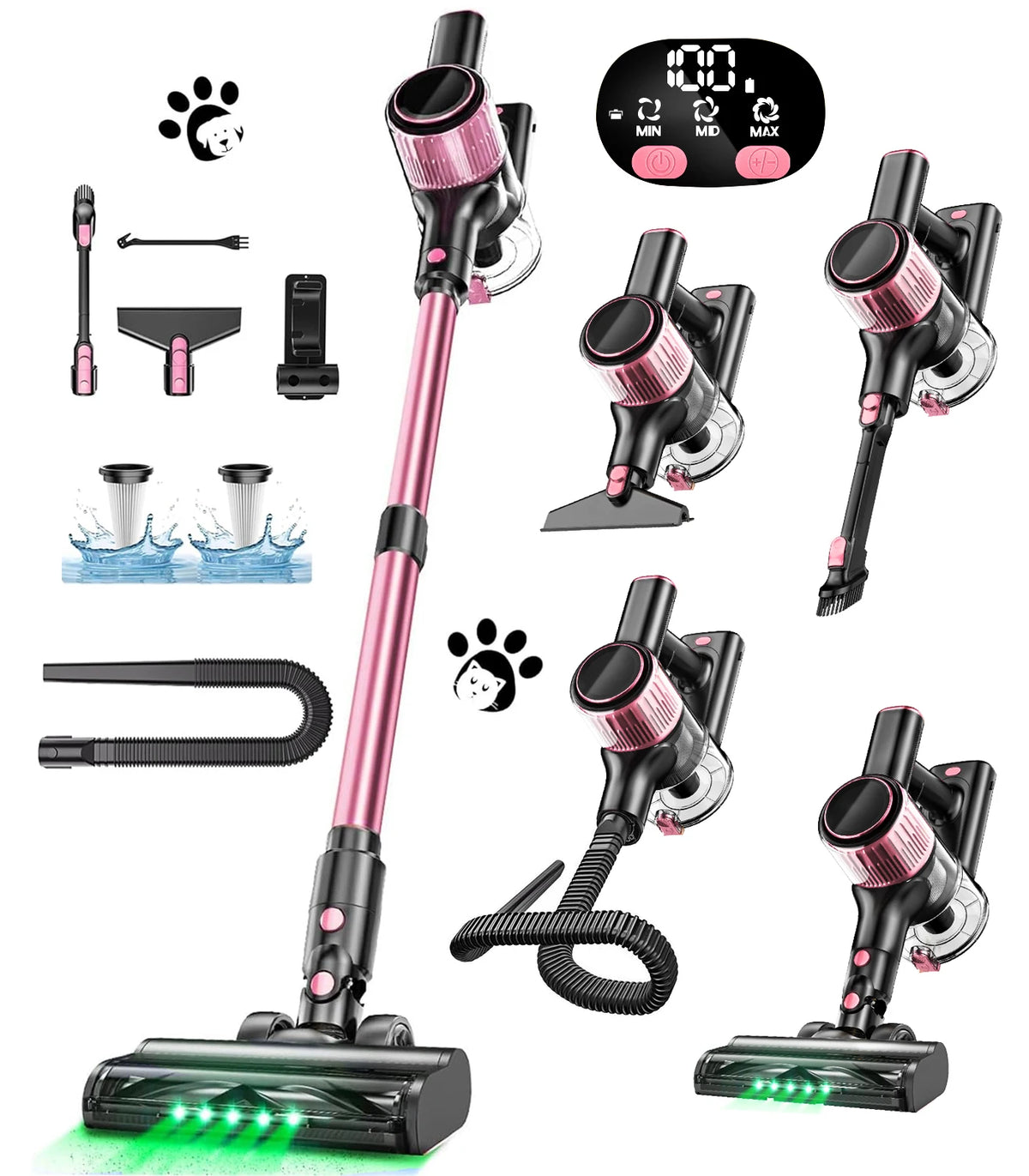 SuXiangVac 10-in-1 Cordless Stick Vacuum Cleaner – 55KPA, HEPA Filter, Anti-Tangle Brush
