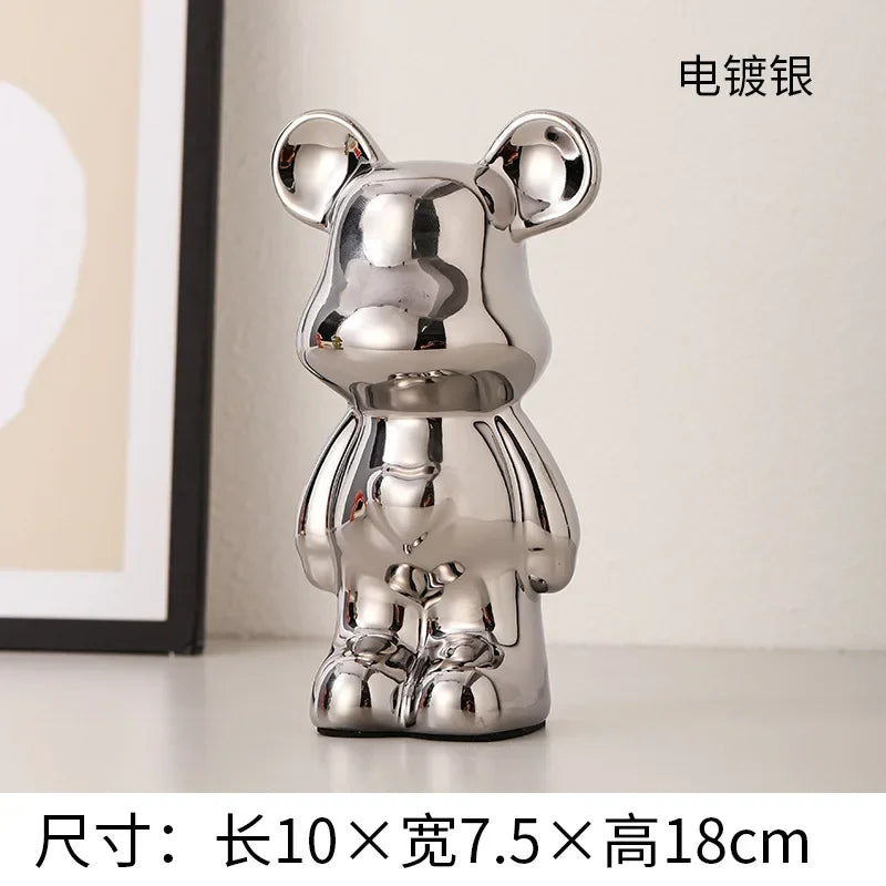 Europäische Galvanik Keramik Bär Puppe Tier Ornamente Home Desktop Dekoration Wohnzimmer Dekoration dekorative Figuren