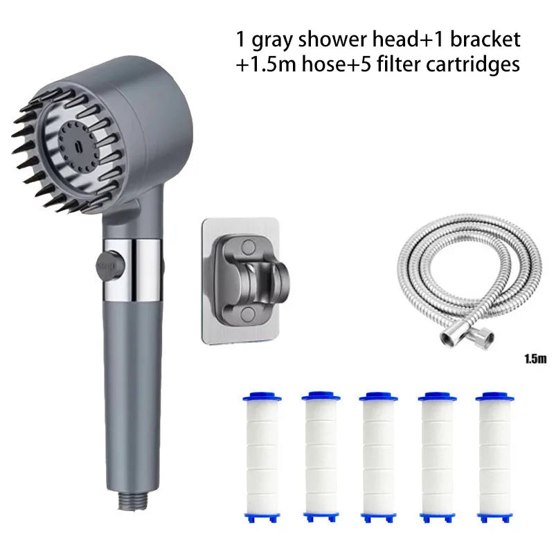 Duschkopf mit 3 Einstellungen – Druckerhöhend, Massagefunktion & Filter | ABS