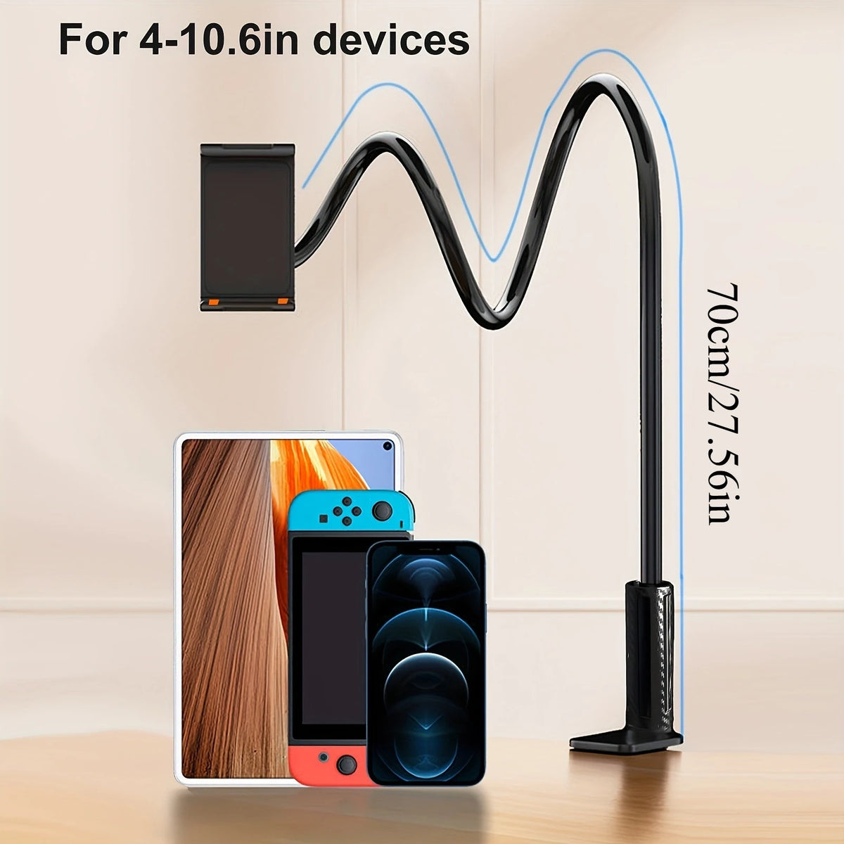 Tablet & Phone Holder with Long Arm – 360° Rotatable, for Bed, Desk & Headboard