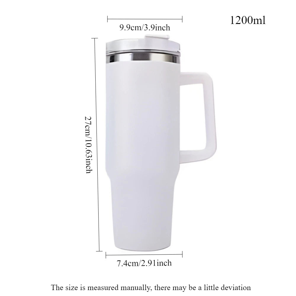Edelstahl Trinkflasche 1200ml – Vakuumisoliert, Auslaufsicher mit Strohhalm-Deckel