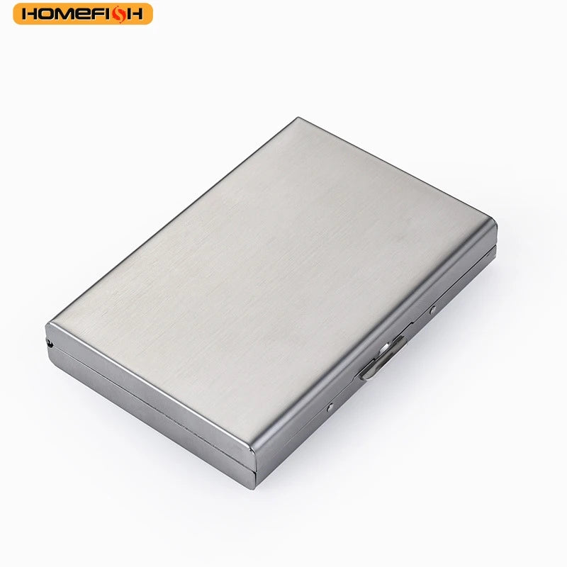 HOMEFISH RFID Blocking Business Card Holder Stainless Steel - Slim Metal ID Card Case with 6 Slots