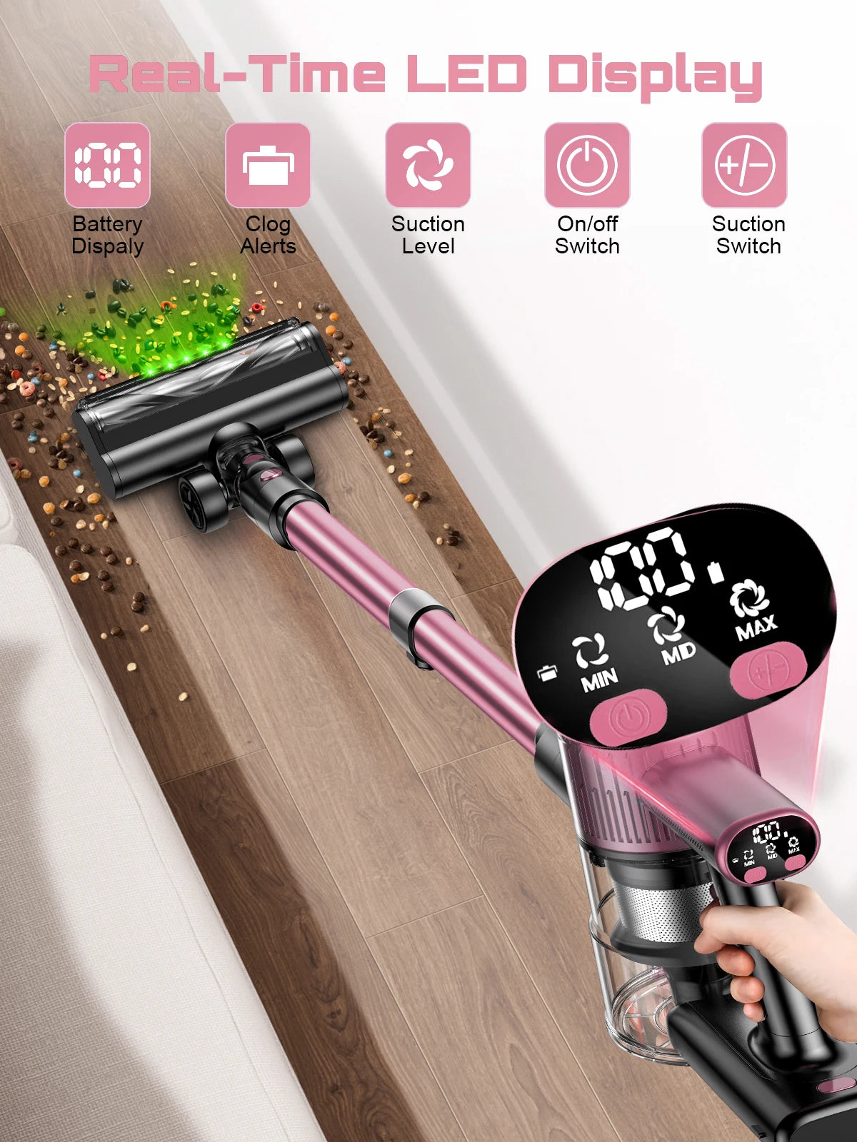 SuXiangVac 10-in-1 Cordless Stick Vacuum Cleaner – 55KPA, HEPA Filter, Anti-Tangle Brush