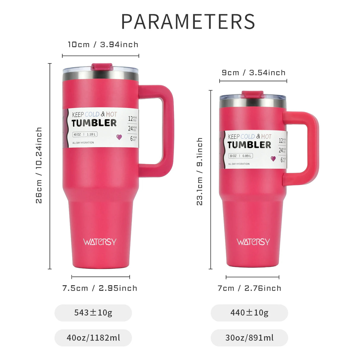 Edelstahl Wasserflasche 891ml & 1182ml – 12h Isoliert, Griff & Strohhalm, LFGB/FDA | WATERSY