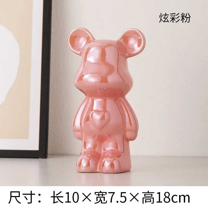 Europäische Galvanik Keramik Bär Puppe Tier Ornamente Home Desktop Dekoration Wohnzimmer Dekoration dekorative Figuren