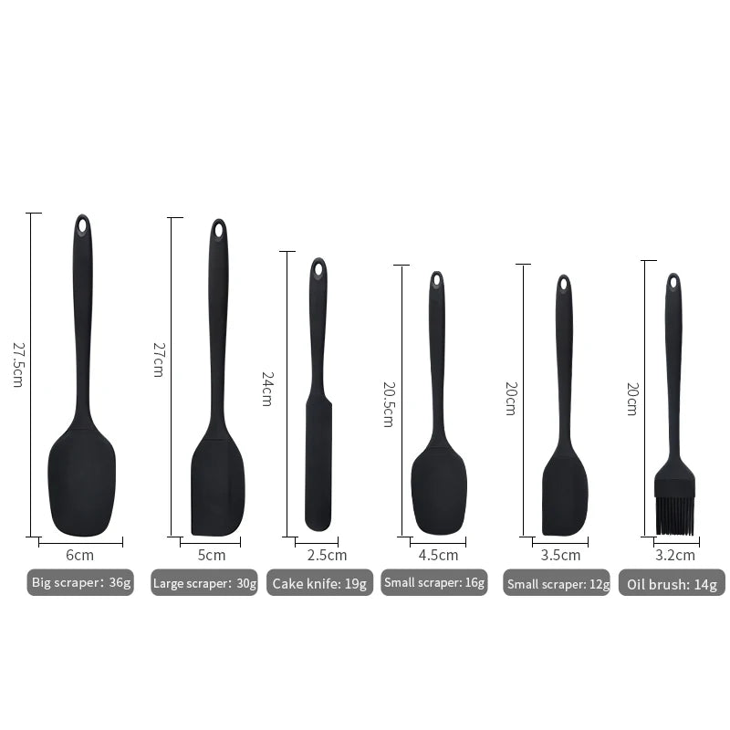 Silikon-Küchenutensilien Set 6-teilig – Spatel, Cremespatel & Ölpinsel