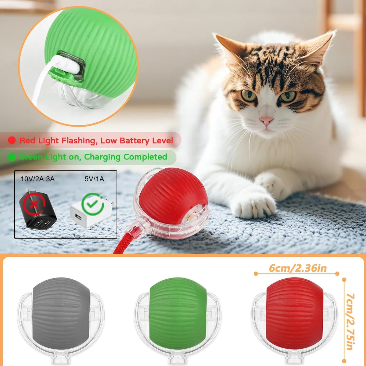 Interactive Rolling Ball for Cats & Dogs – Automatic, Rechargeable, Smart | 23 Variants